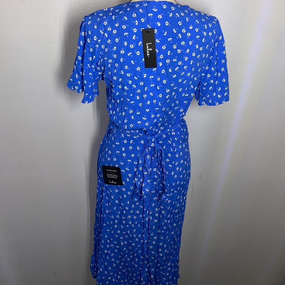 Lulu's | NWT Womens Blue & White Wrap Dress Size Large - Picture 5 of 10